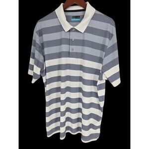 PGA Tour White Navy Striped 3-button Golf Polo Men's XXL